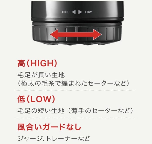 毛玉取り器の風合いガード調節機能