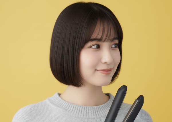 ストレートに整えたショートカットの女性