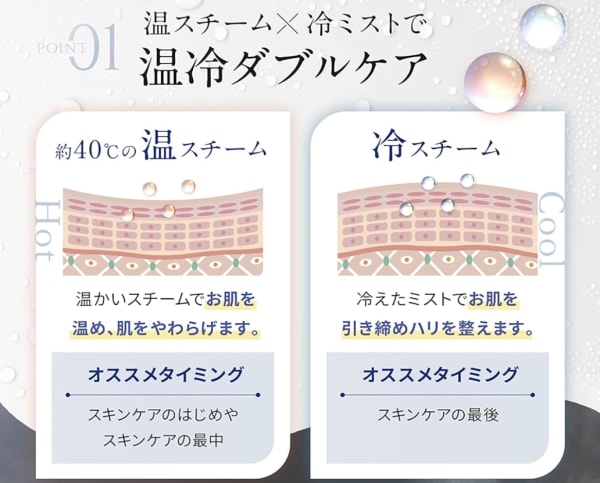 音スチームと冷ミストを搭載したフェイススチーマー