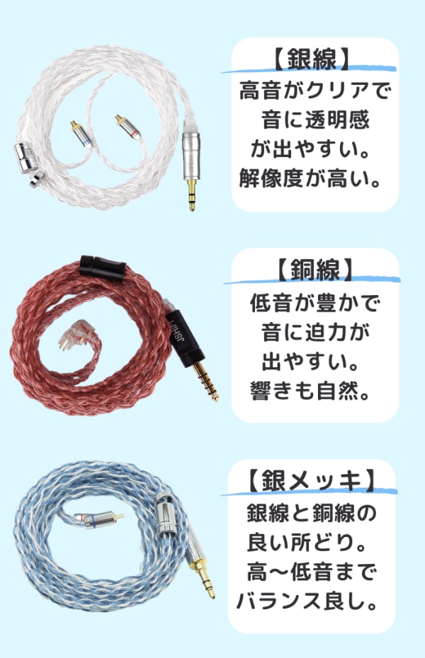 イヤホンケーブルの種類