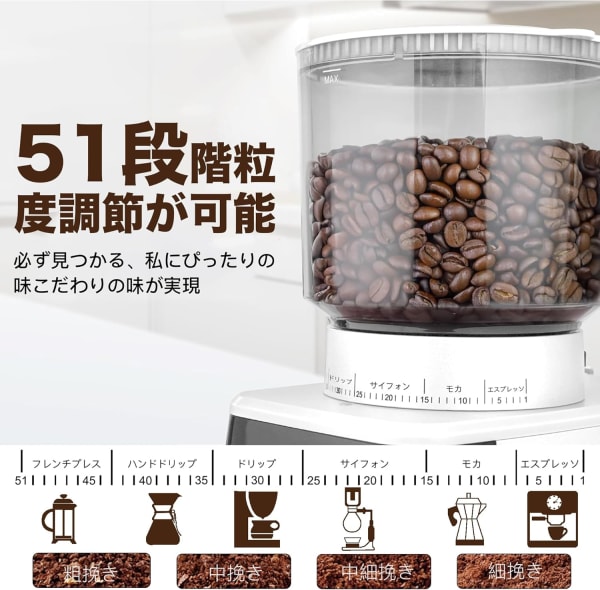 コーヒー豆の挽き目調節の説明画像