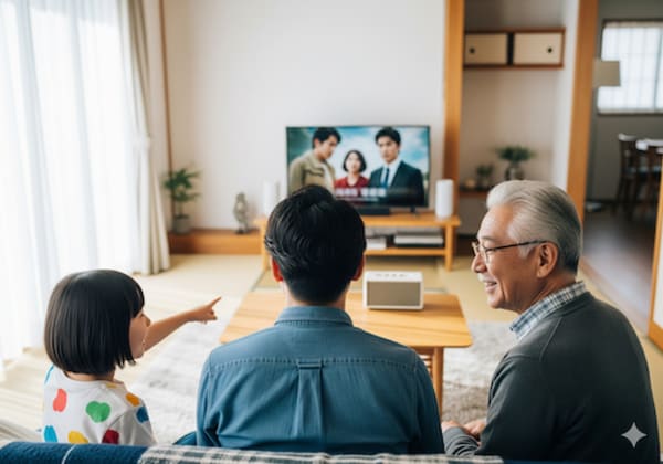 シニアと家族のテレビ視聴