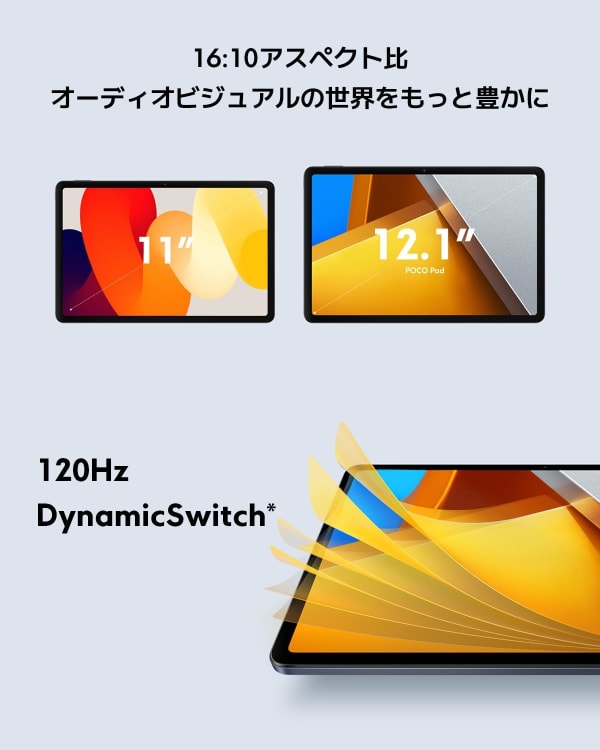 11インチと12.1インチのタブレットサイズ