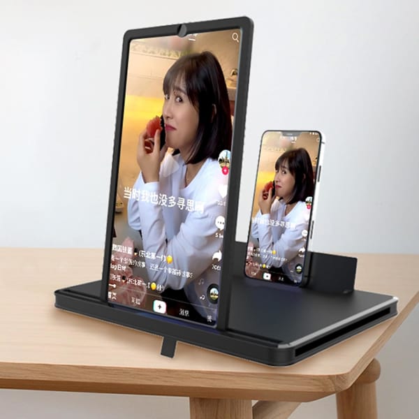 縦置き対応のスマホ拡大鏡