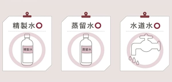 フェイススチーマーに使える水の表記