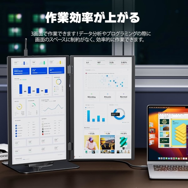 縦表示のデュアルモバイルモニター