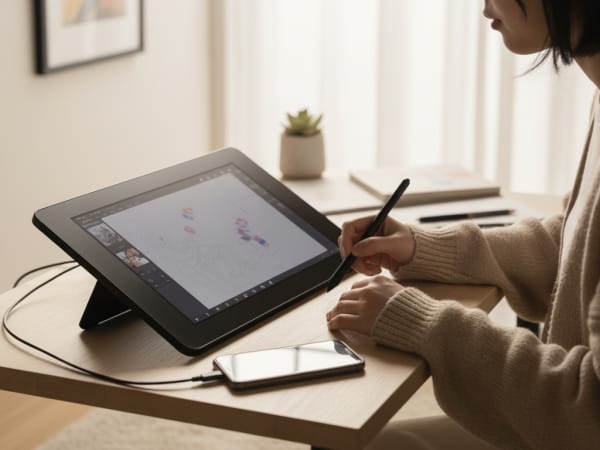 液晶タブレットとスマホ