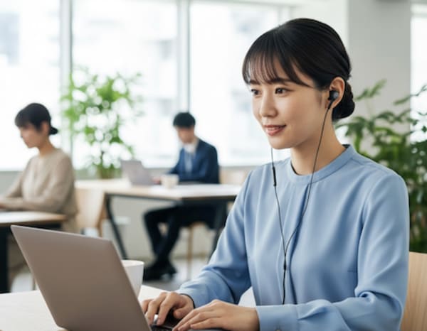 オフィスでWeb会議をする女性