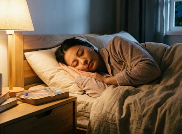 タイムロッキングコンテナを使いながら眠る女性