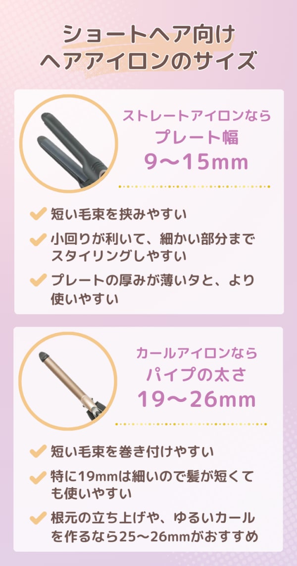 ヘアアイロンのサイズ