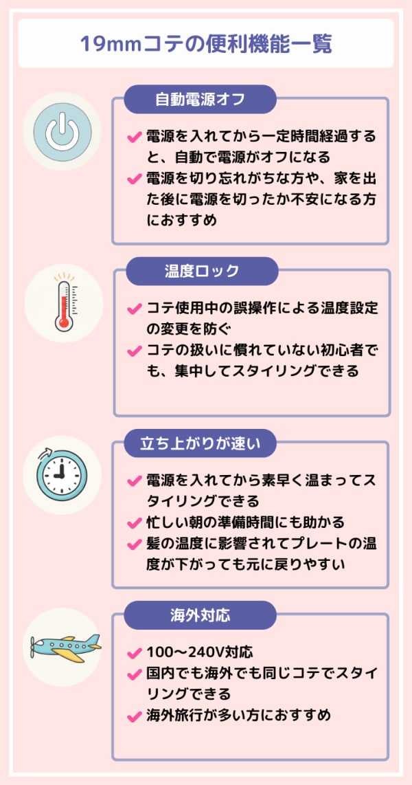 19mmコテの便利機能説明