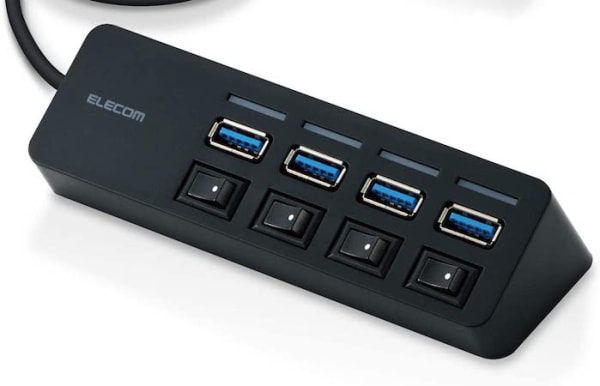 個別スイッチ付きのUSBハブ